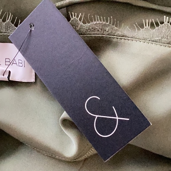 Sachin + Babi NWT Candace Satin Lace Slip Dress Moss Green Hi Lo Hem size 8 - Picture 9 of 10